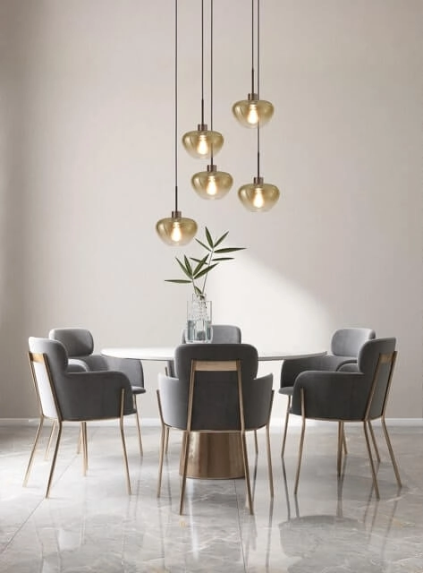 5-light pendant lamp Genua brown with 5x gold glass Ø 24cm Masterlight 8718121357119