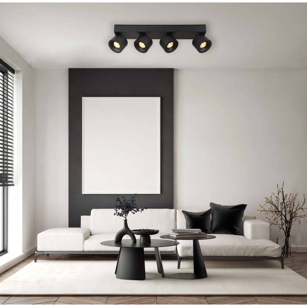 Sleek ceiling lamp Rae 4-light black Globo 9007371459643