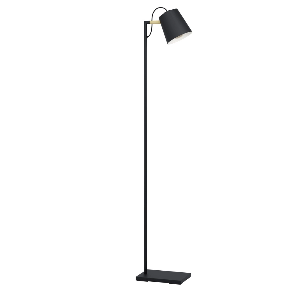 Stylish floor lamp Lacey black with wood look