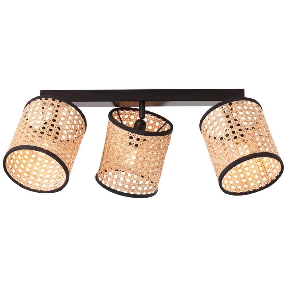 Rattan ceiling lamp Wiley 3-light