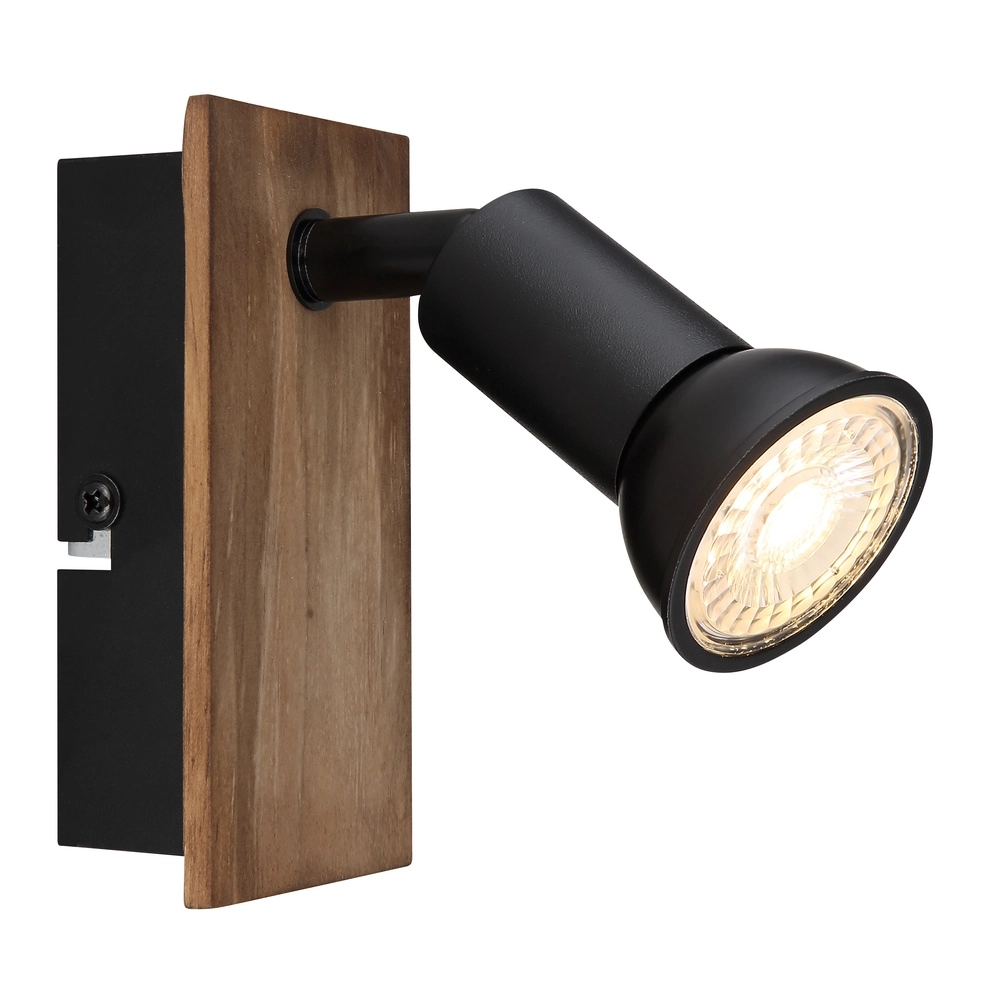 Surface-mounted spot Drew black with wood