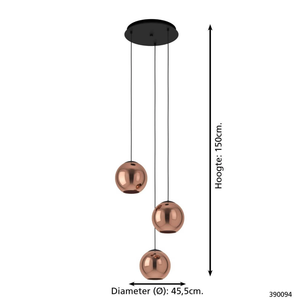 Vide pendant lamp Cordoba with red copper glass Stars of Light 9008606222209