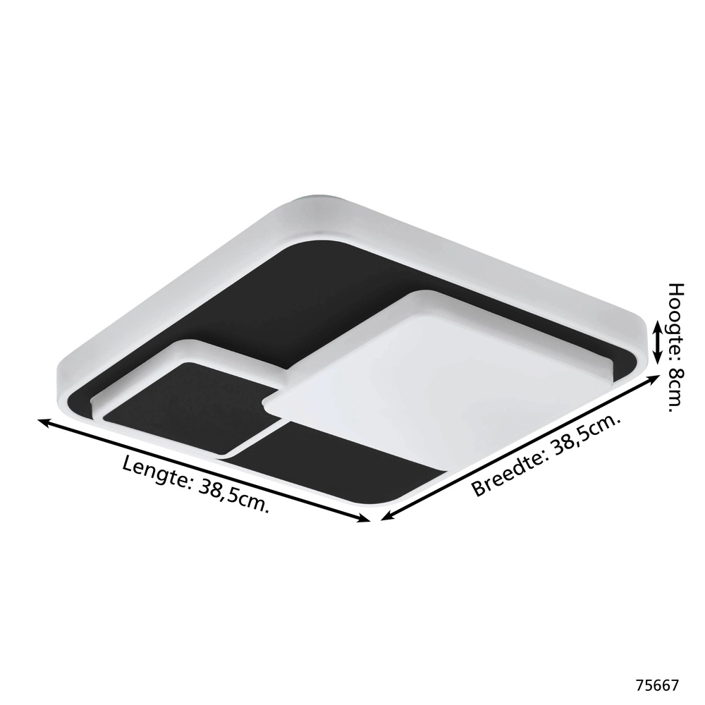 Modern ceiling lamp Lepreso black square Eglo 9002759756673
