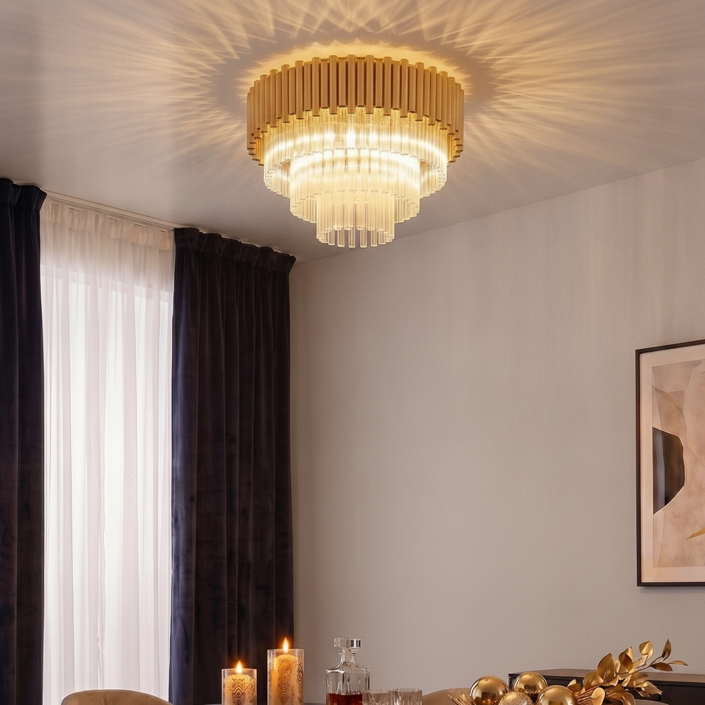 Ceiling lamp Magnolia gold with crystal Ø 50cm