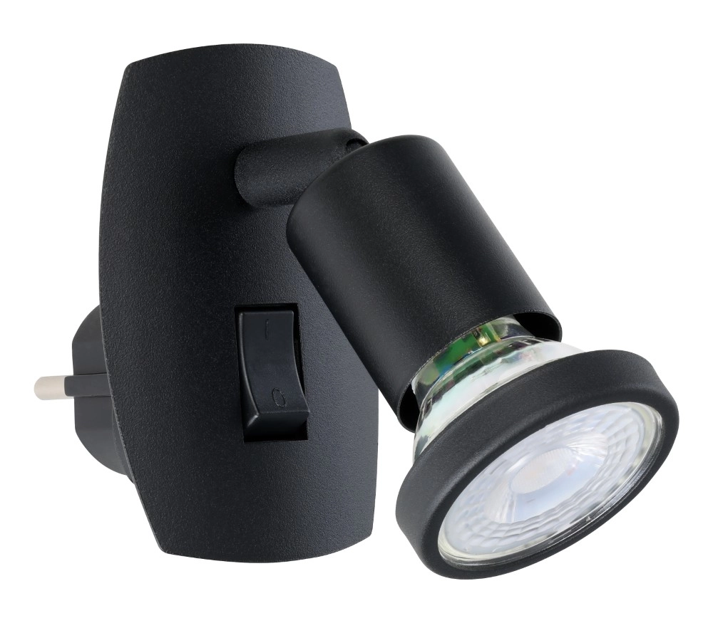 Plug wall lamp Parrini Switch - Black