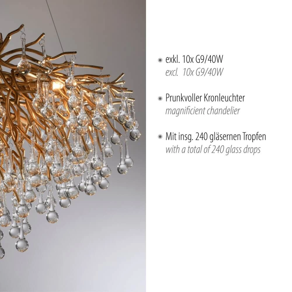 Unique chandelier Icicle Antique brass Paul Neuhaus 4012248352120