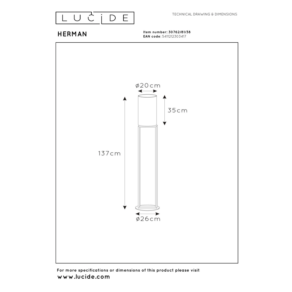 Floor lamp Herman sand brown Lucide 5411212303417