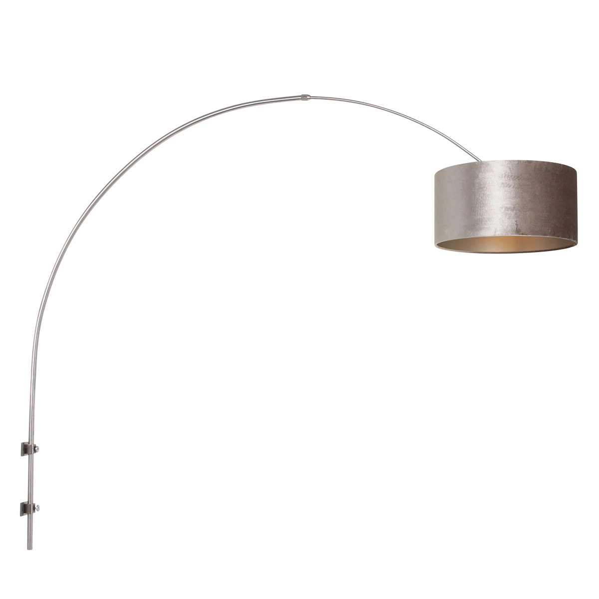 Wall arc lamp Sparkled Stainless steel with taupe velvet shade