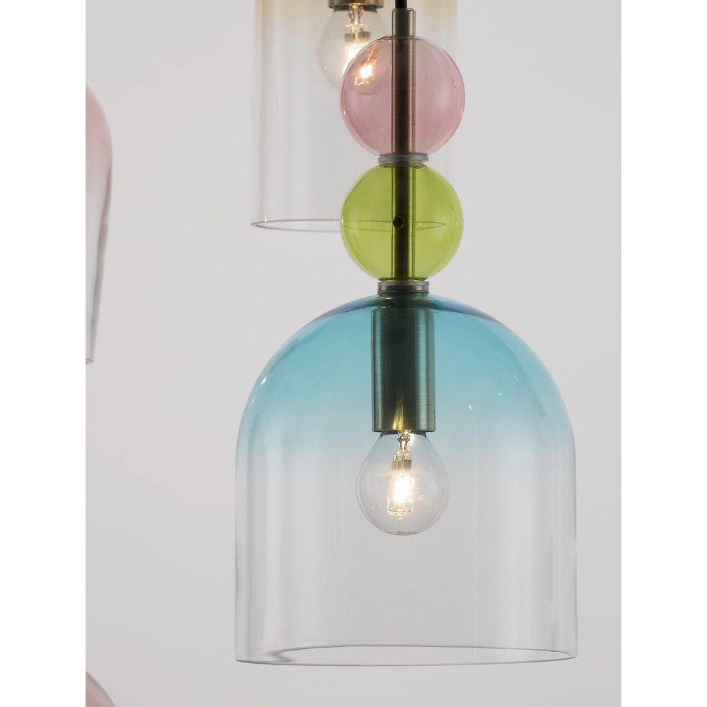 Colored pendant lamp Murano 5-light