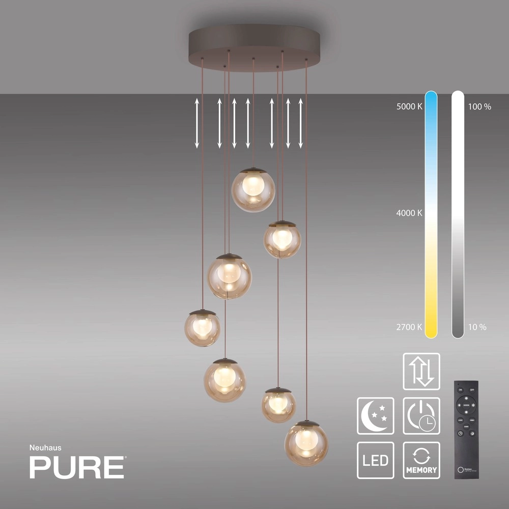 7-light pendant lamp Pure Popup Bronce Paul Neuhaus 4012248396681