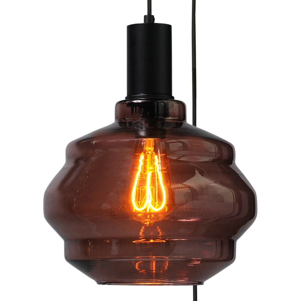 3-light loft hanging lamp - black - Porto with Ball red glasses - Ø 24cm Masterlight 8718121270715