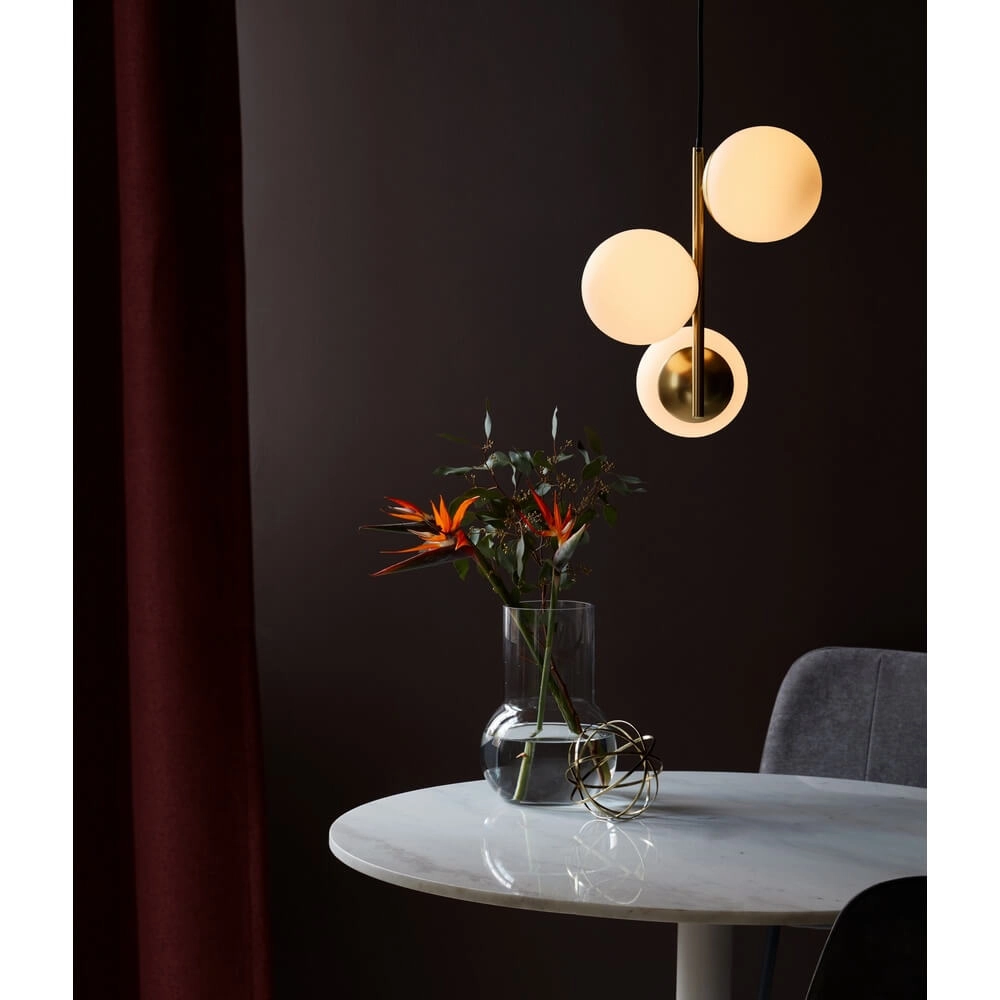 Pendant lamp Lilly 3-light gold with white sphere Nordlux 5701581459083