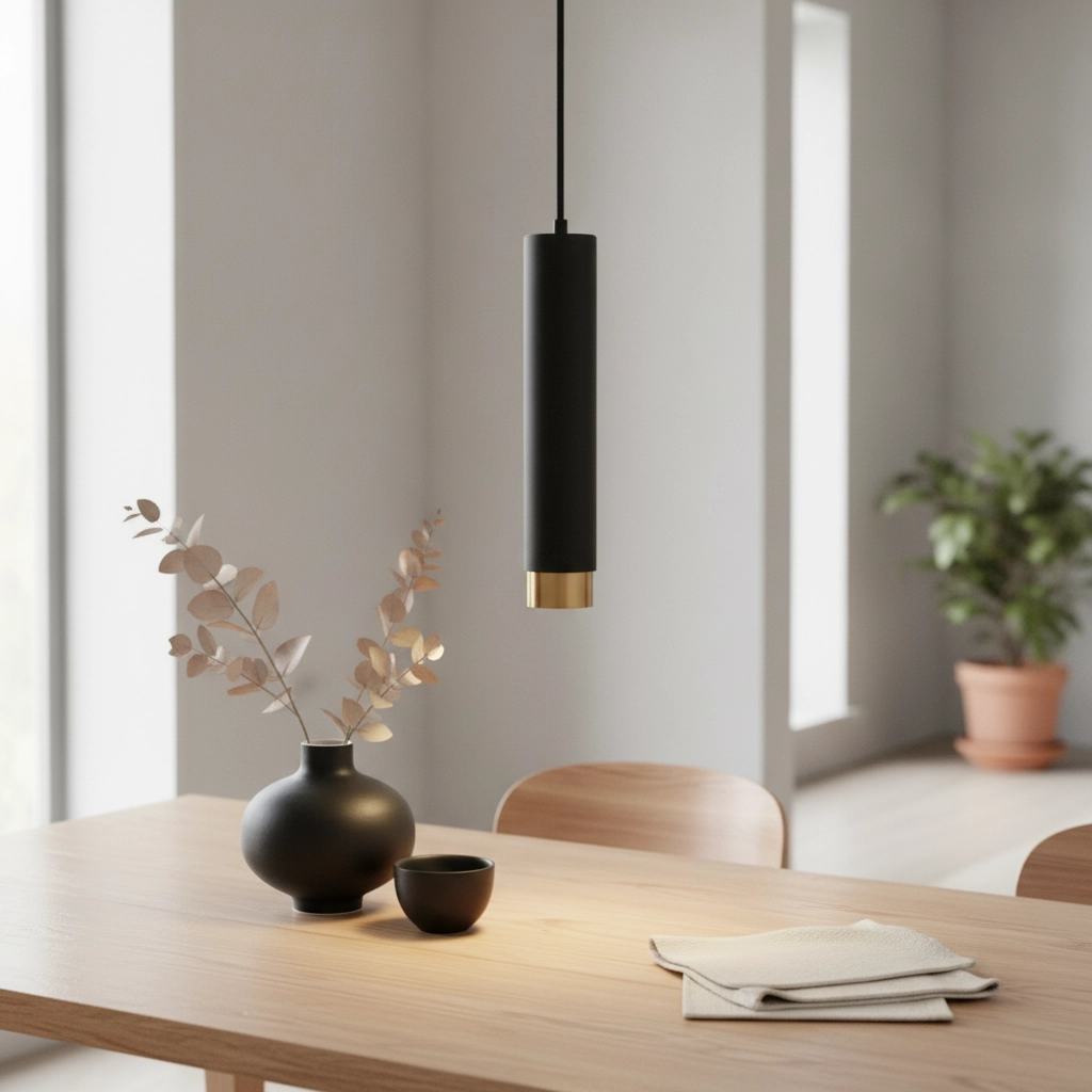 Pendant lamp Pongo M single 30cm black with gold