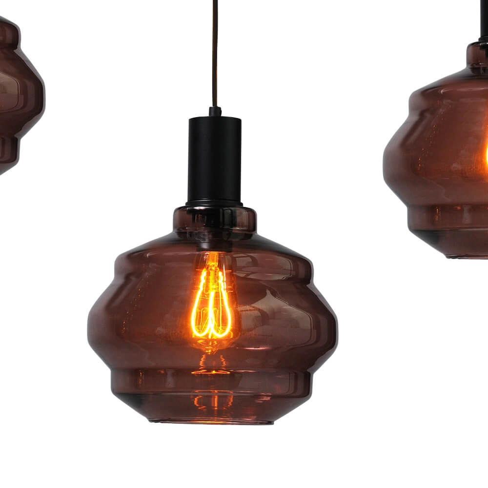 5-light hanging lamp - black - Porto with Ball red glasses - Ø 24cm Masterlight 8718121270135