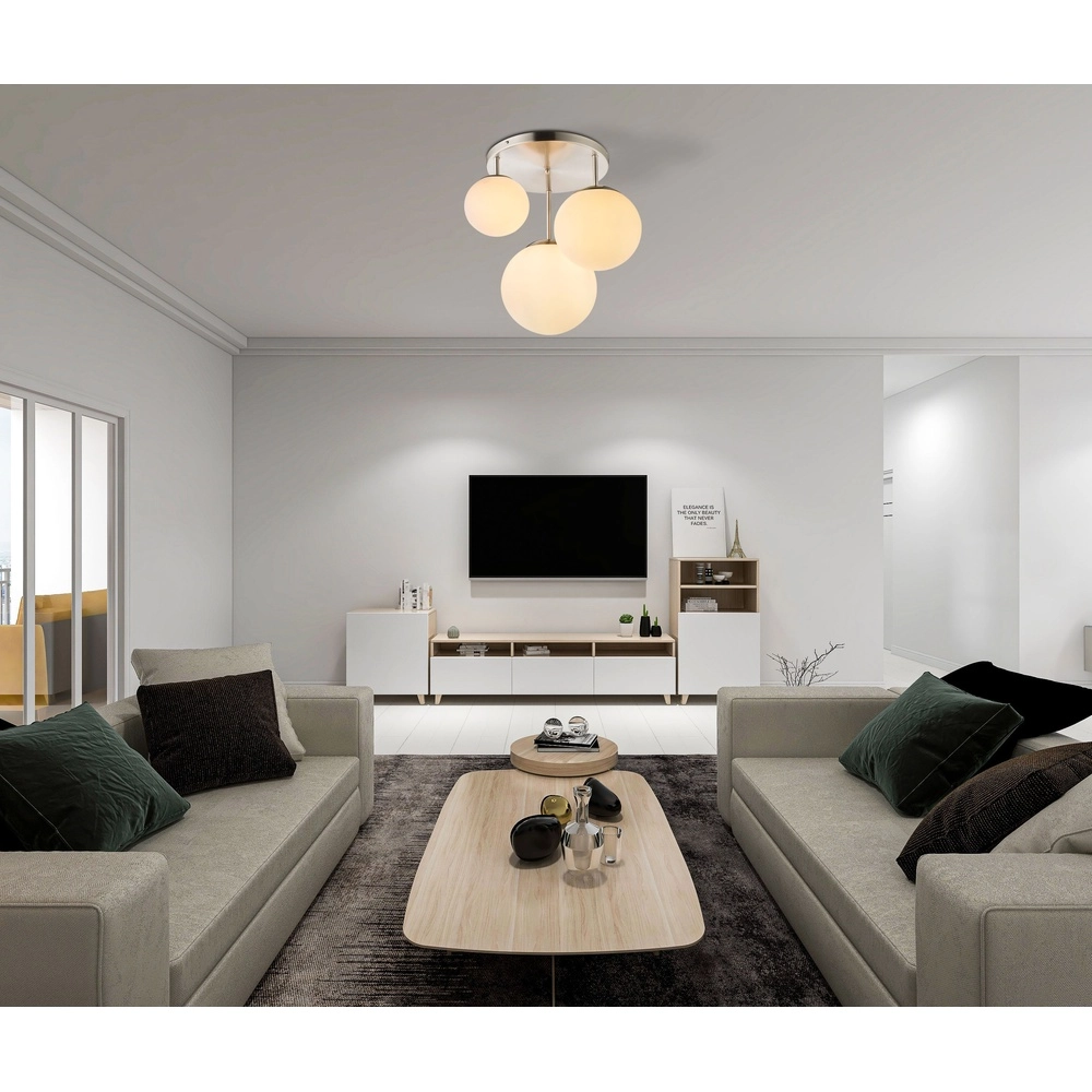 Design ceiling lamp Joel nickel with white Globo 9007371364039