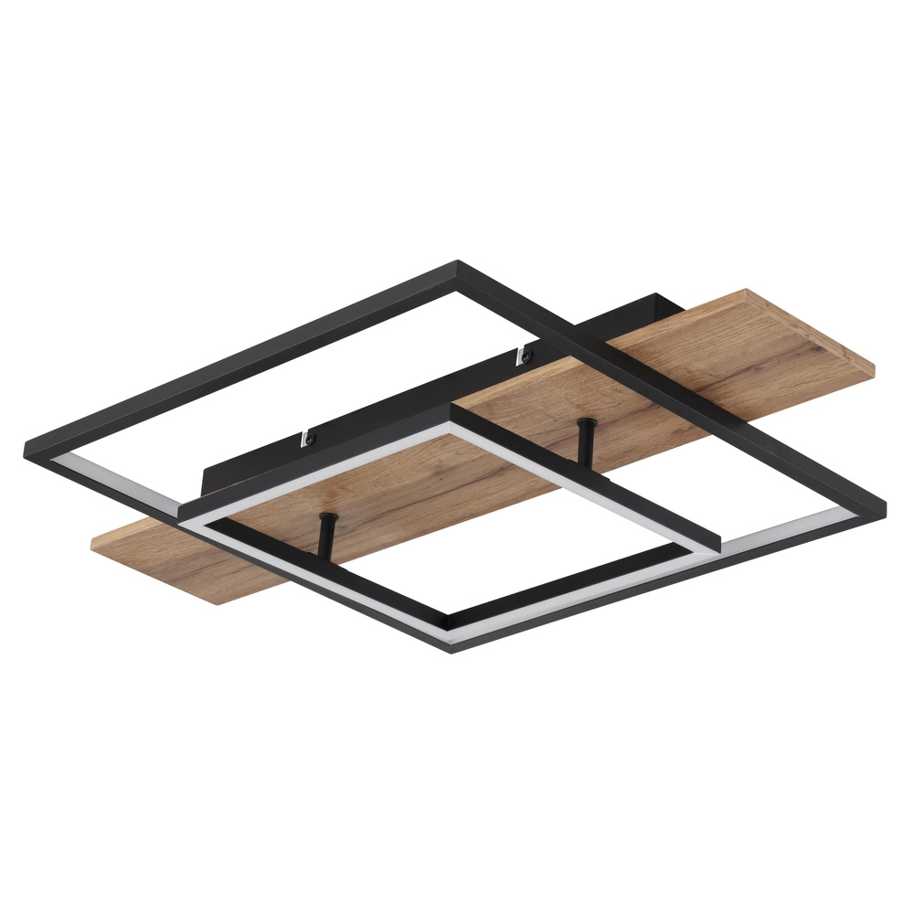 Design ceiling lamp Vanni black with wood look 60cm Globo 9007371451081