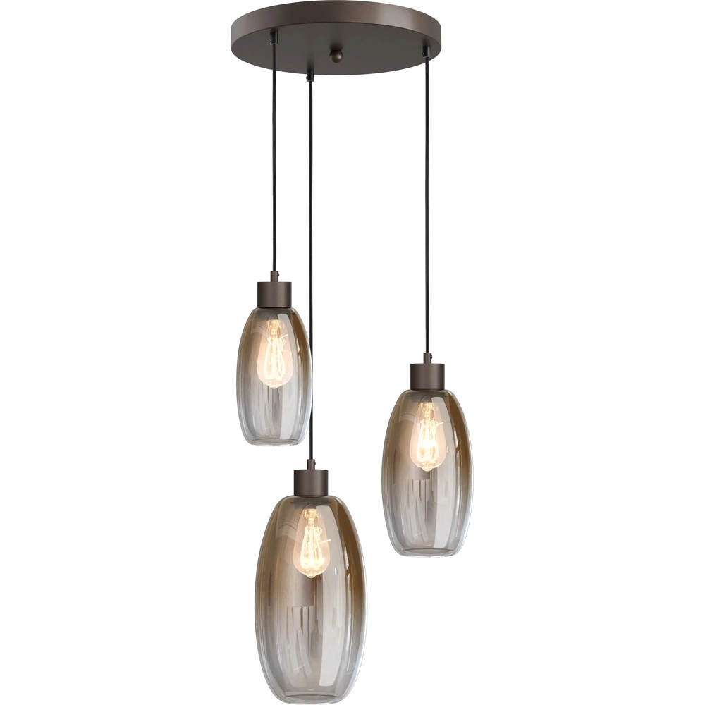 Vide pendant lamp Olive with 3 glasses - cocoa - Ø35cm