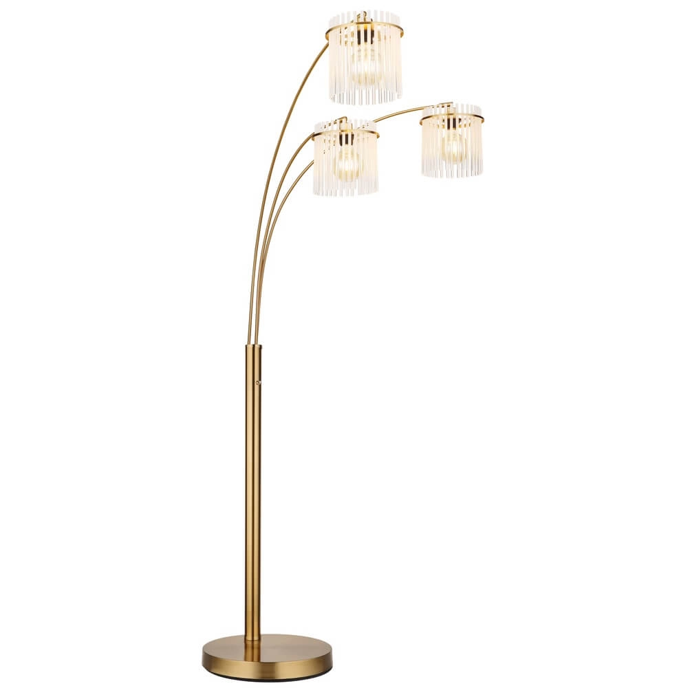 Golden floor lamp Gorley with glass 3-light