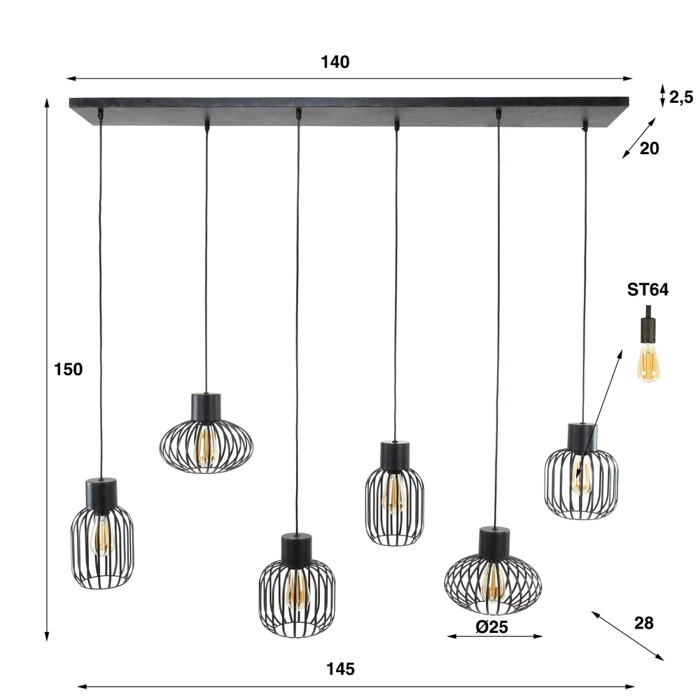 5L Wire Pendant Light Mix E27 - black Lyora 8716803512146