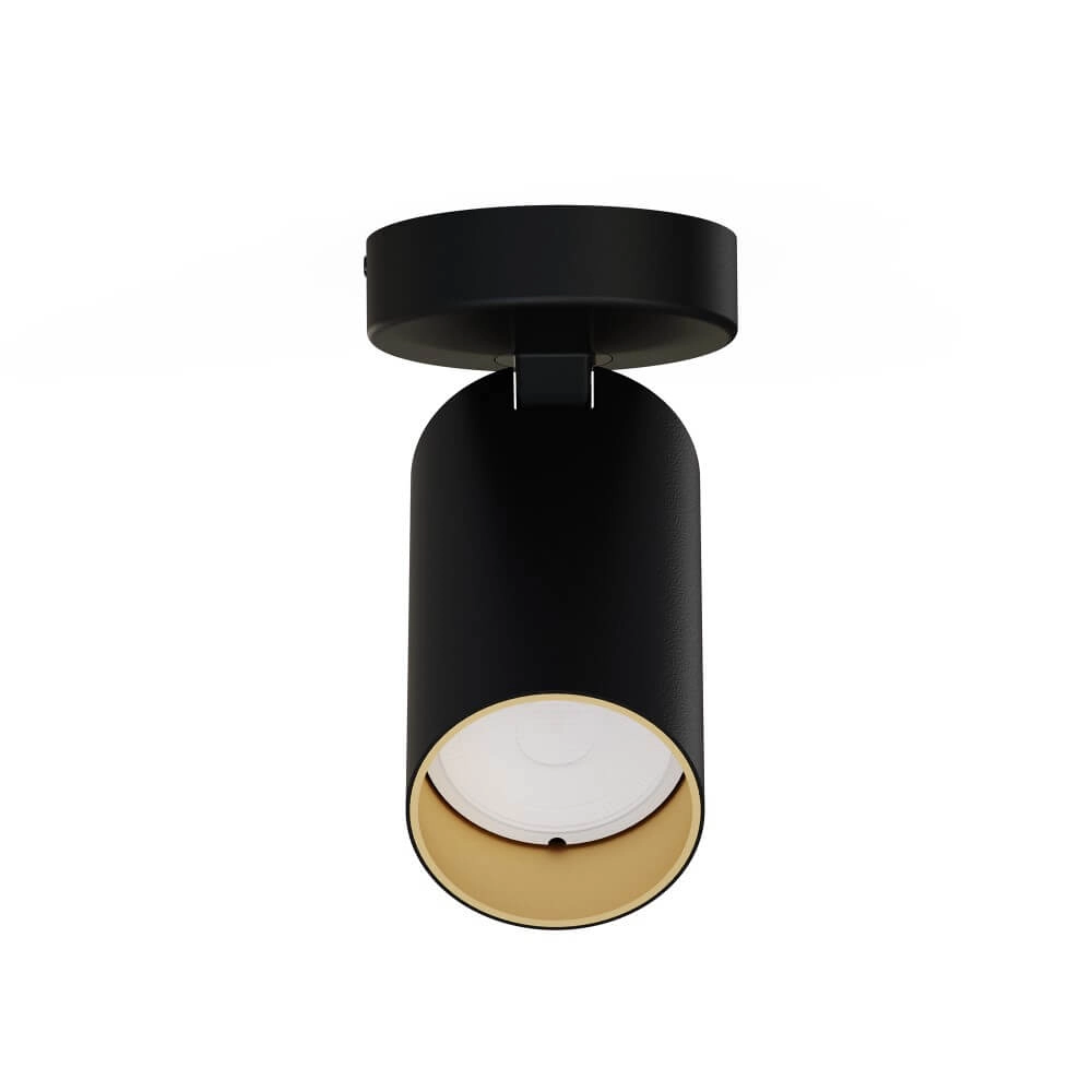 Tiltable surface-mounted spot Mono black with gold Lyora 5903139776394