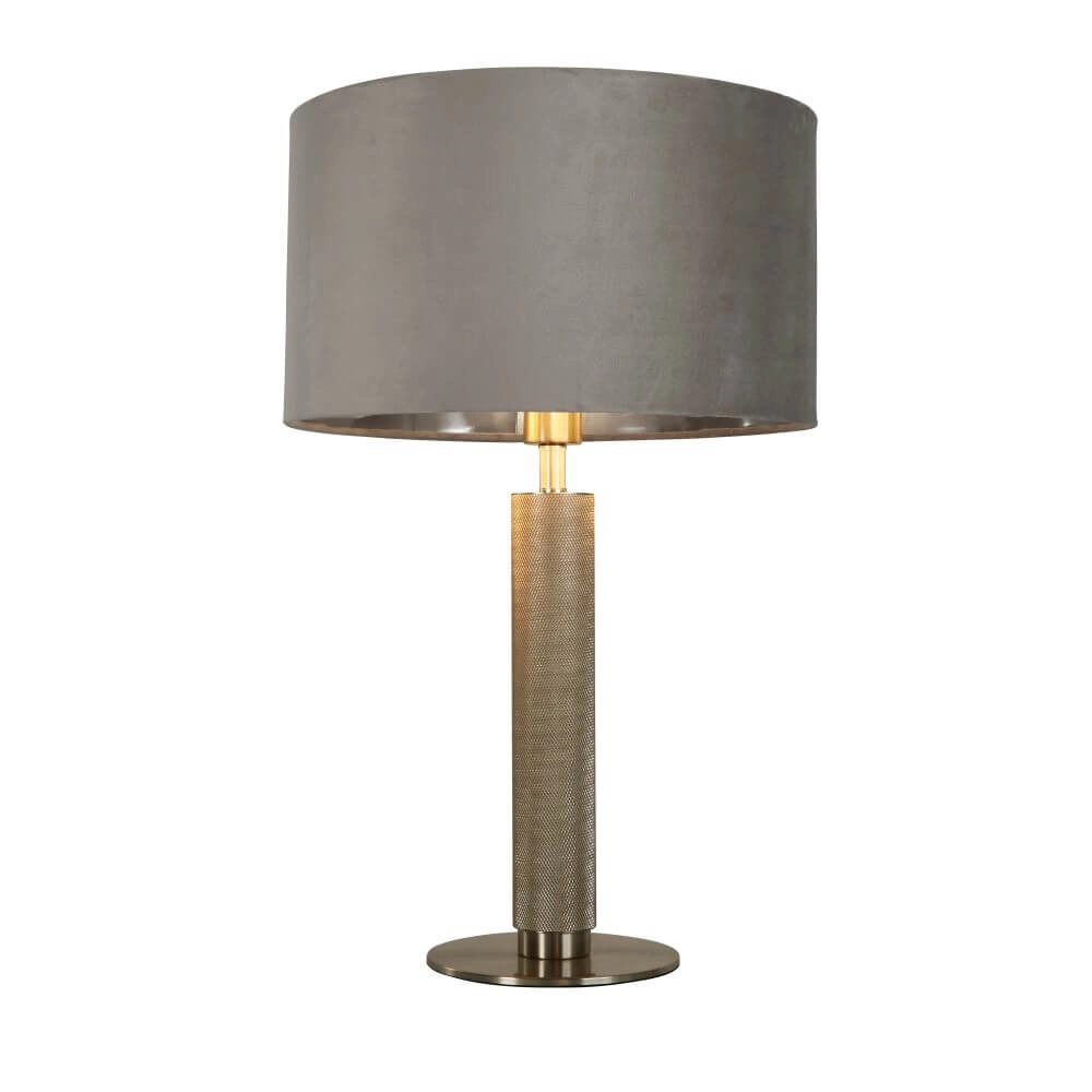 Golden table lamp London with grey hood Searchlight 5053423256481