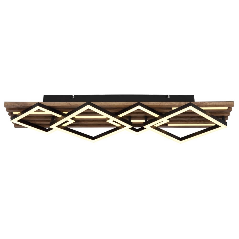 Ceiling lamp Obrien black with wood 4-lights Globo 9007371518302