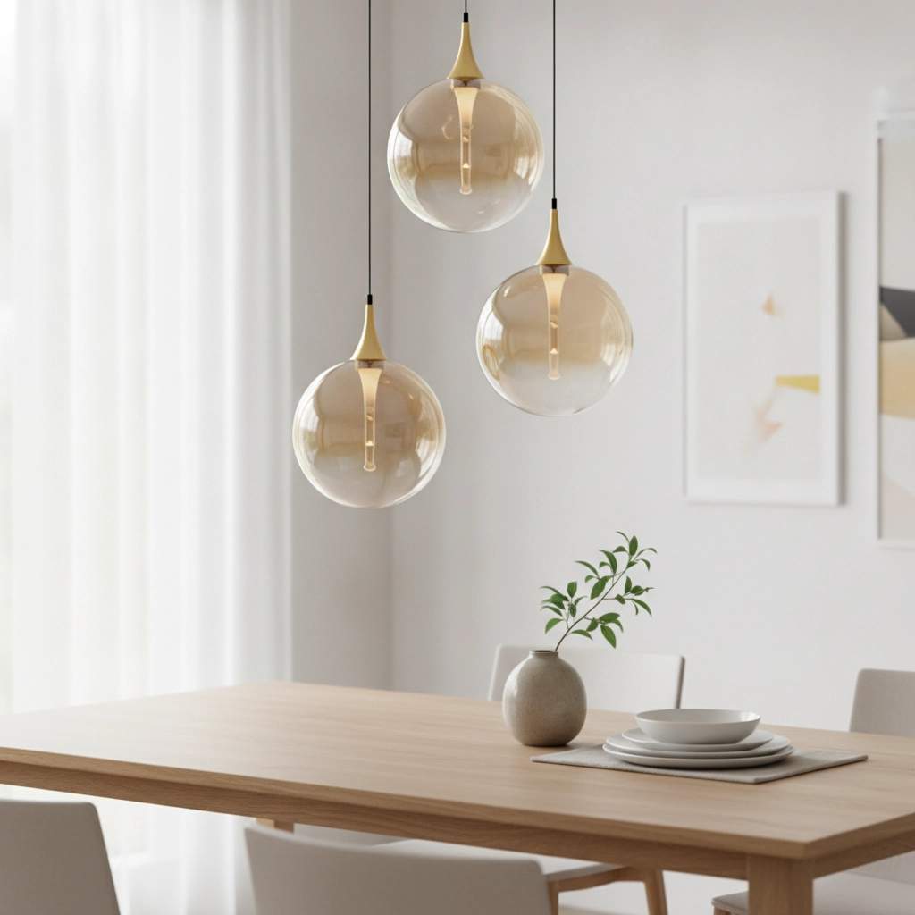 Pendant lamp Orenda 3-light amber glass Lyora 5212017477637