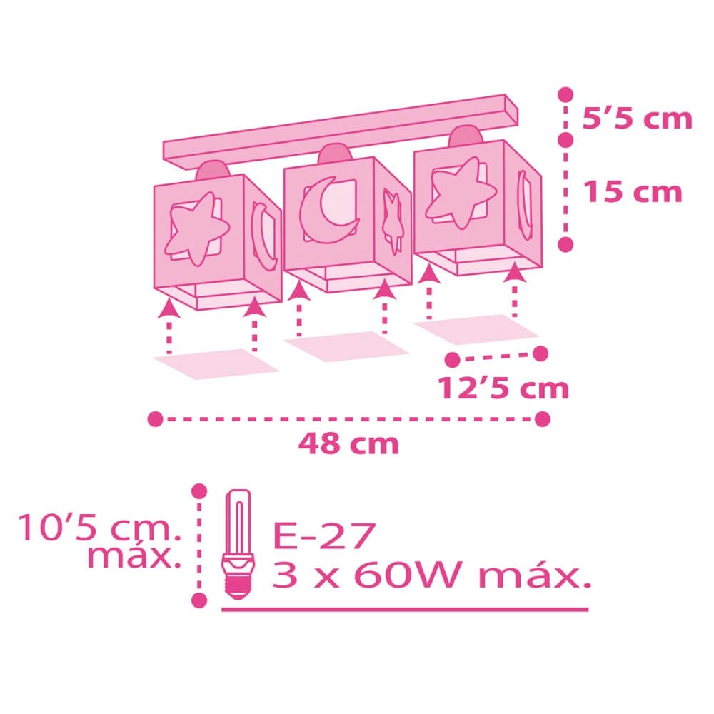 Children's room ceiling lamp Moonlight 3-lightest soft pink Dalber 8420406000411