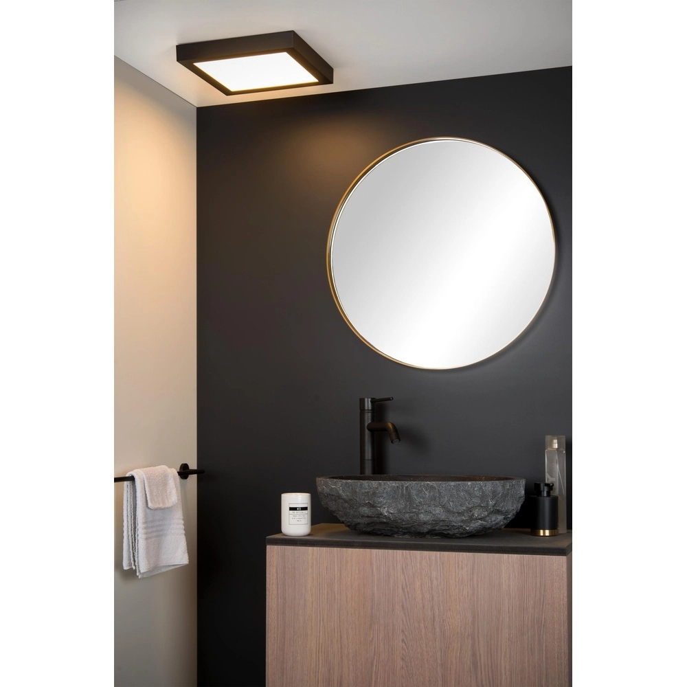 Ceiling light Brice-Led 30cm square IP44 black Lucide 5411212281272