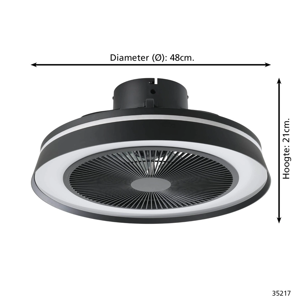 Black ceiling fan Vallonia Ø 48cm Eglo 9002759352172
