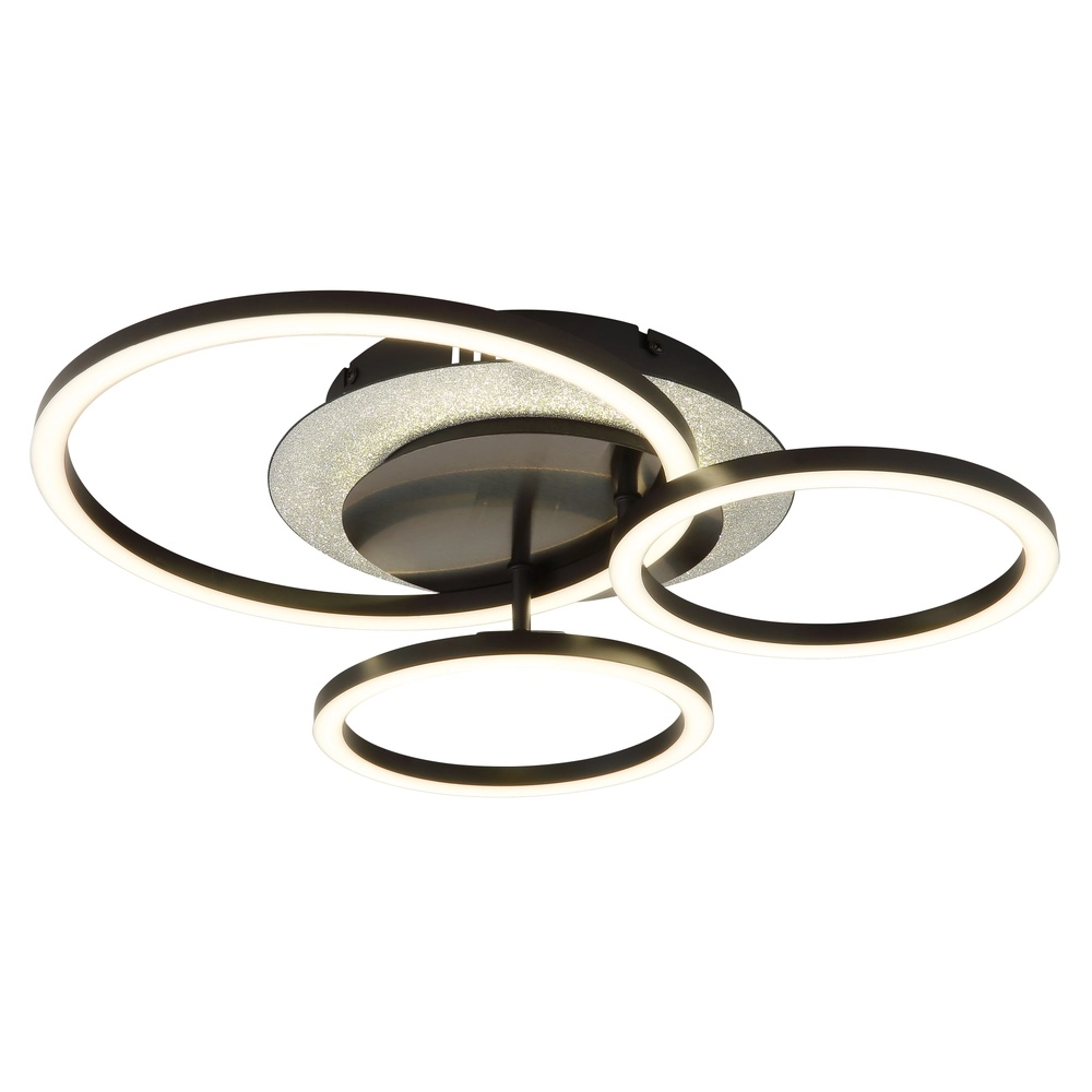 Black ceiling lamp Norberto 3 rings