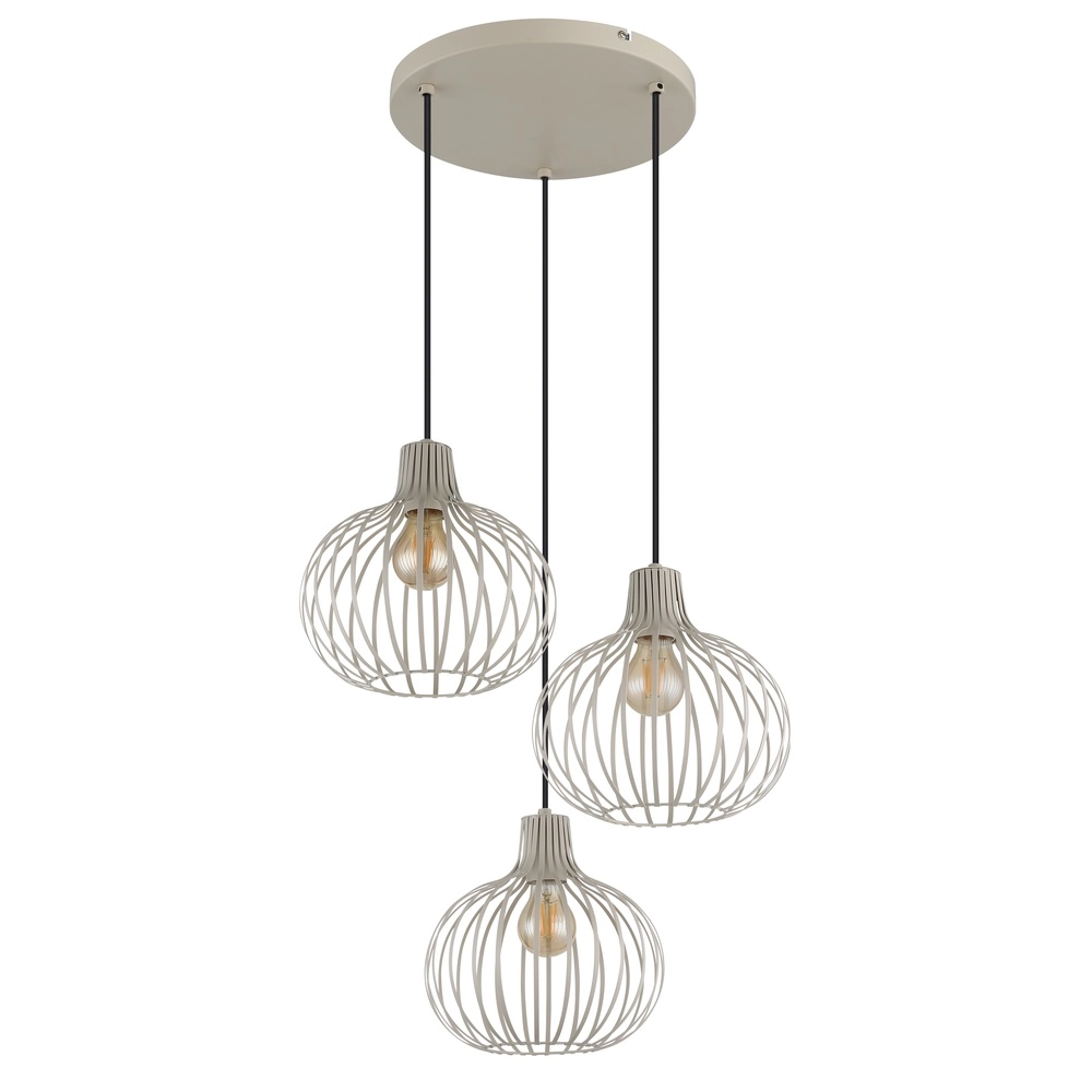 Design pendant lamp Mateo 3-light round cream Globo 9007371566150