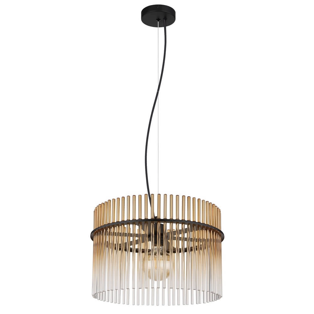 Black pendant lamp Gorley with amber glass Ø 40cm Globo 9007371465996
