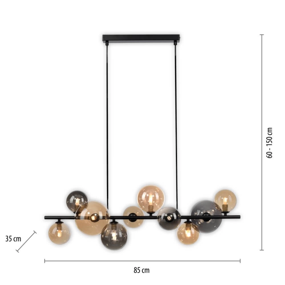 Black pendant lamp Popsicle Design 10-light Paul Neuhaus 4012248375495