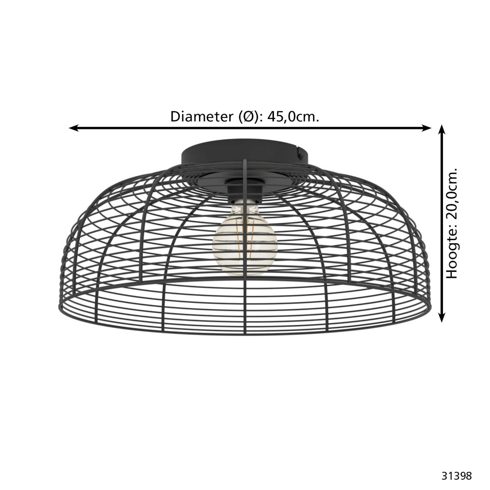Wire lamp Derwen Ø 45cm - ceiling - black Eglo 9002759313982
