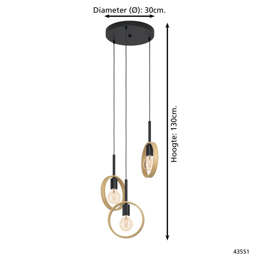 Vide hanging lamp Ipsden 3-light Eglo 9002759435516