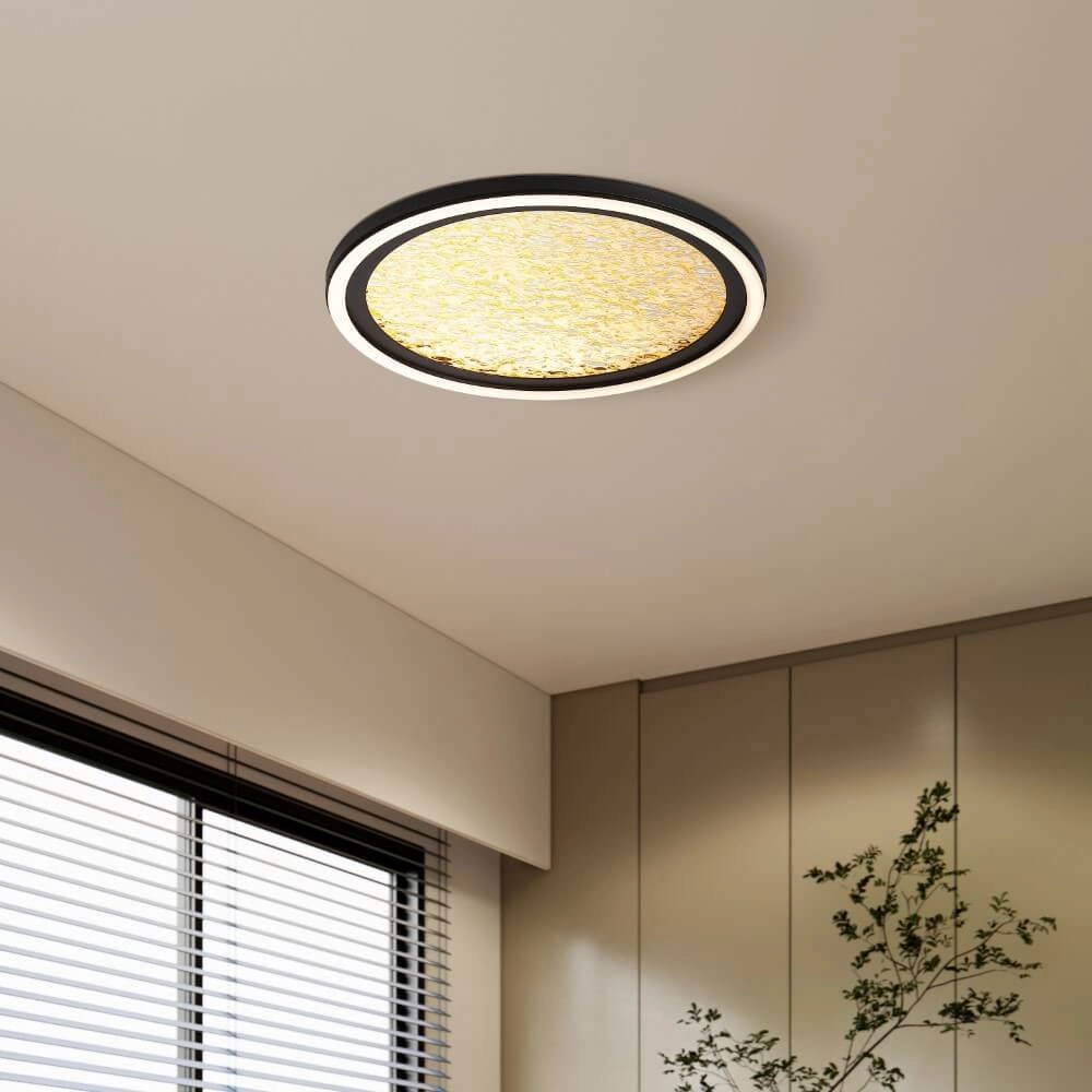 Design ceiling lamp Luna Ø 30cm black with gold Searchlight 5053423273808
