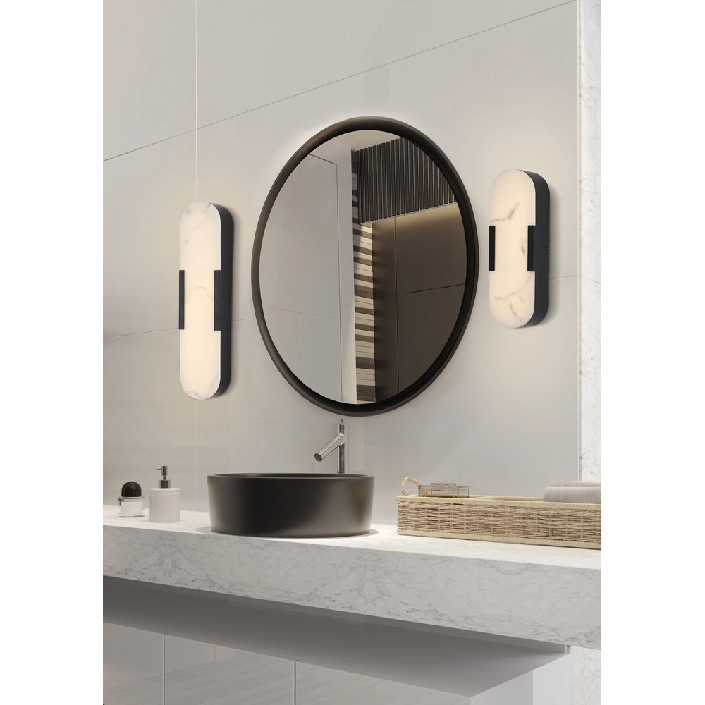 Wall lamp Opaline black 35cm Searchlight 5053423300740