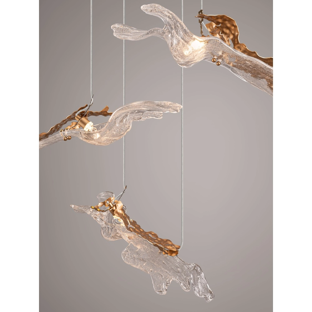 Golden pendant lamp Avesa with clear glass 128cm Lyora 5212063500426