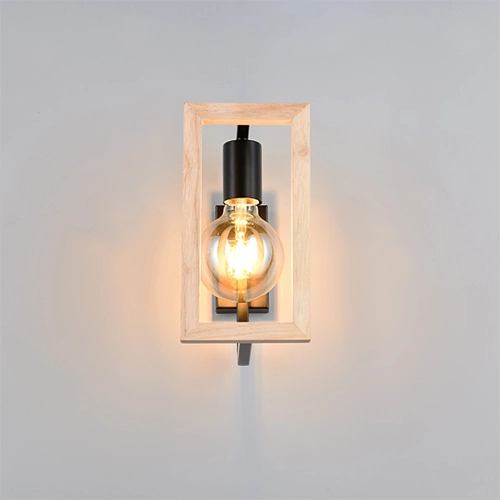 Design wall lamp Bano black with wood Trio 4017807670899