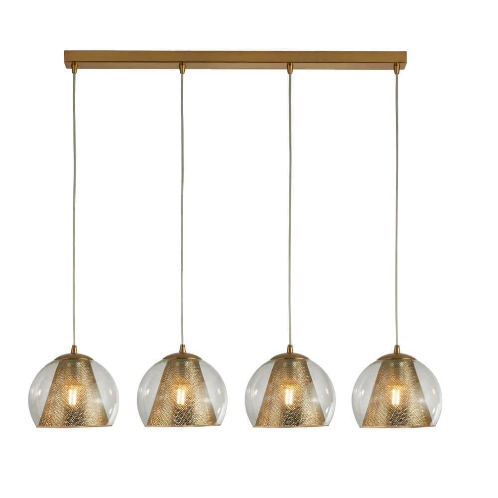 Dining room pendant lamp Conio Gold with glass