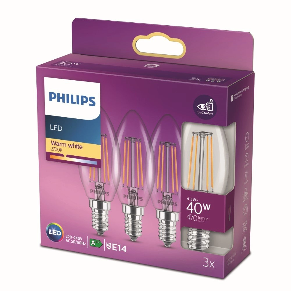 4,3W - E14 - 2700K - 470 lumen set with 3pcs