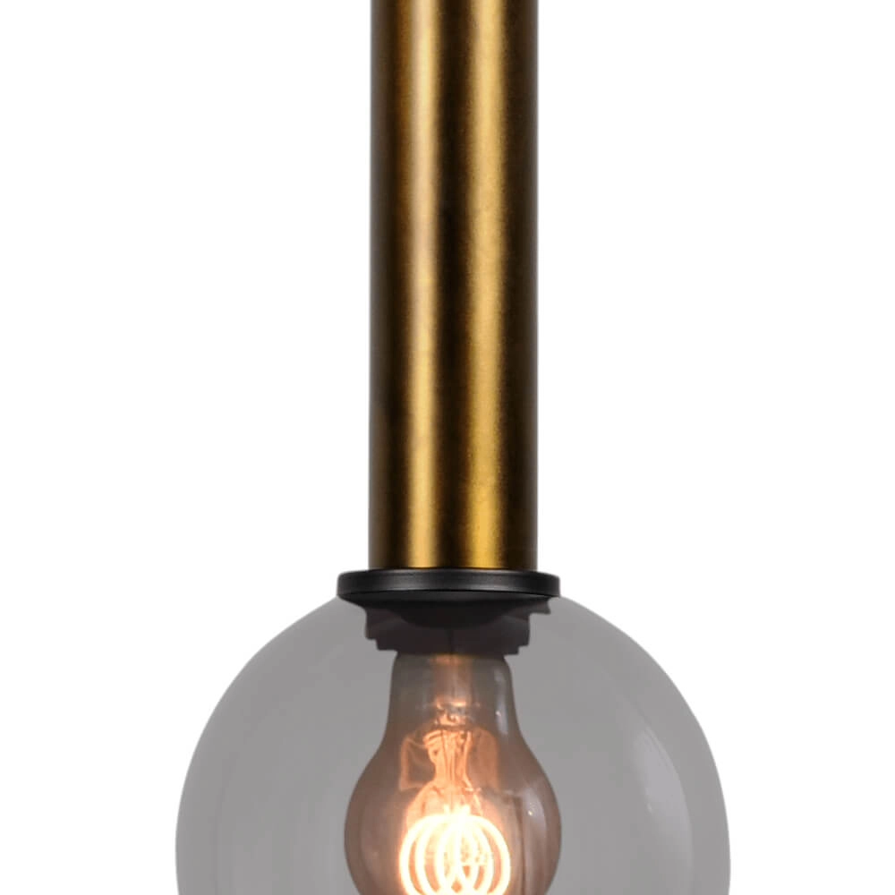 Hanging lamp Ø 15cm Bella 2 Antique brass with smoke glass Masterlight 8718121334073