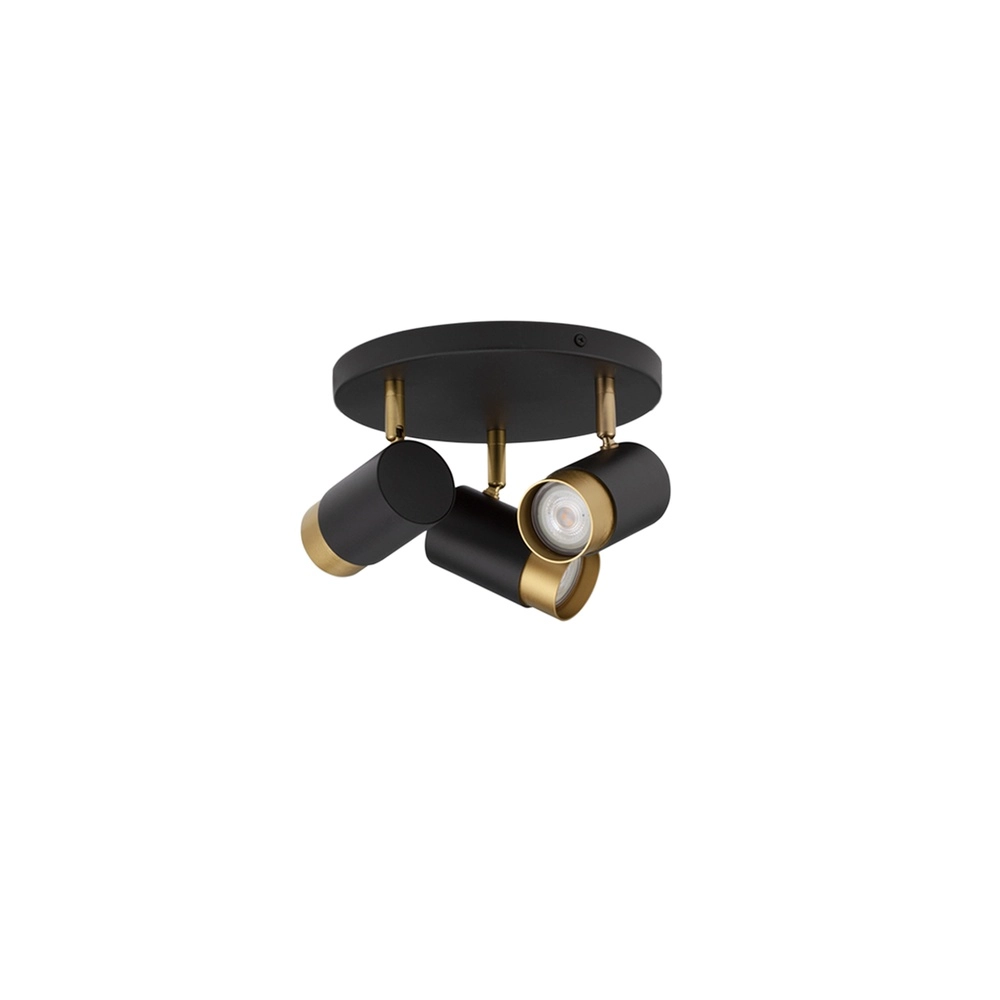 Ceiling spotlight Pogno 3-light black with gold round Lyora 5212017430878