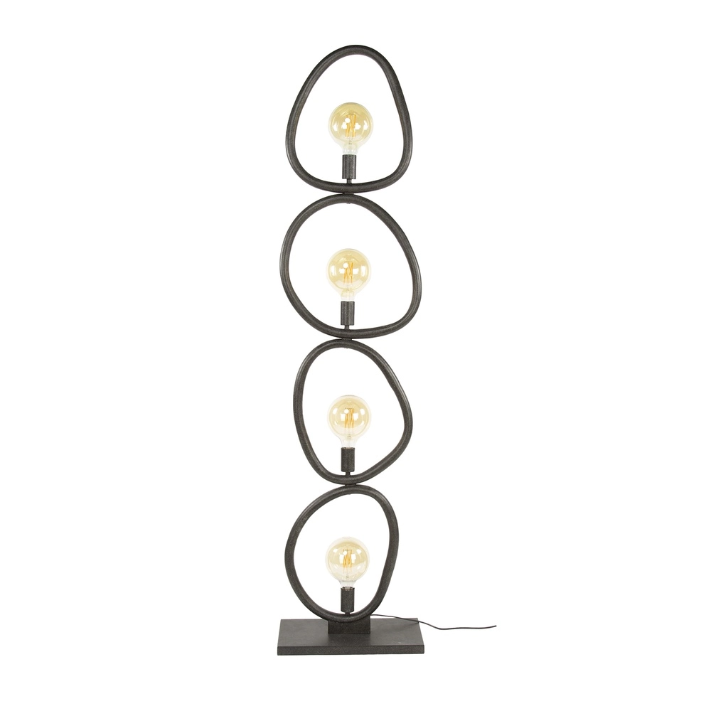 Country floor lamp Pebble artic black - 4x E27 Lyora 8716803511002