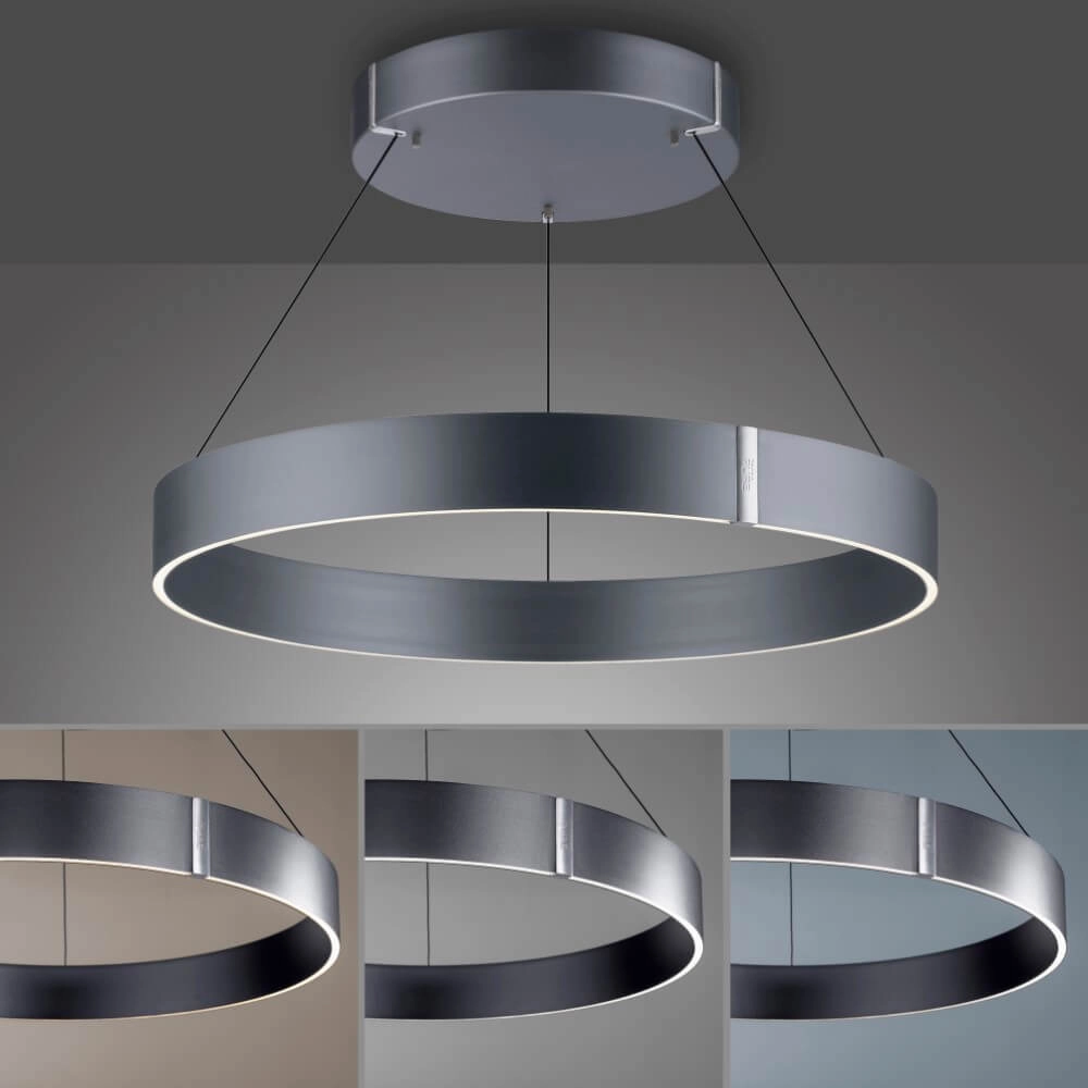 Round hanging lamp Pure E-Clipse gray Ø 70cm Paul Neuhaus 4012248372340