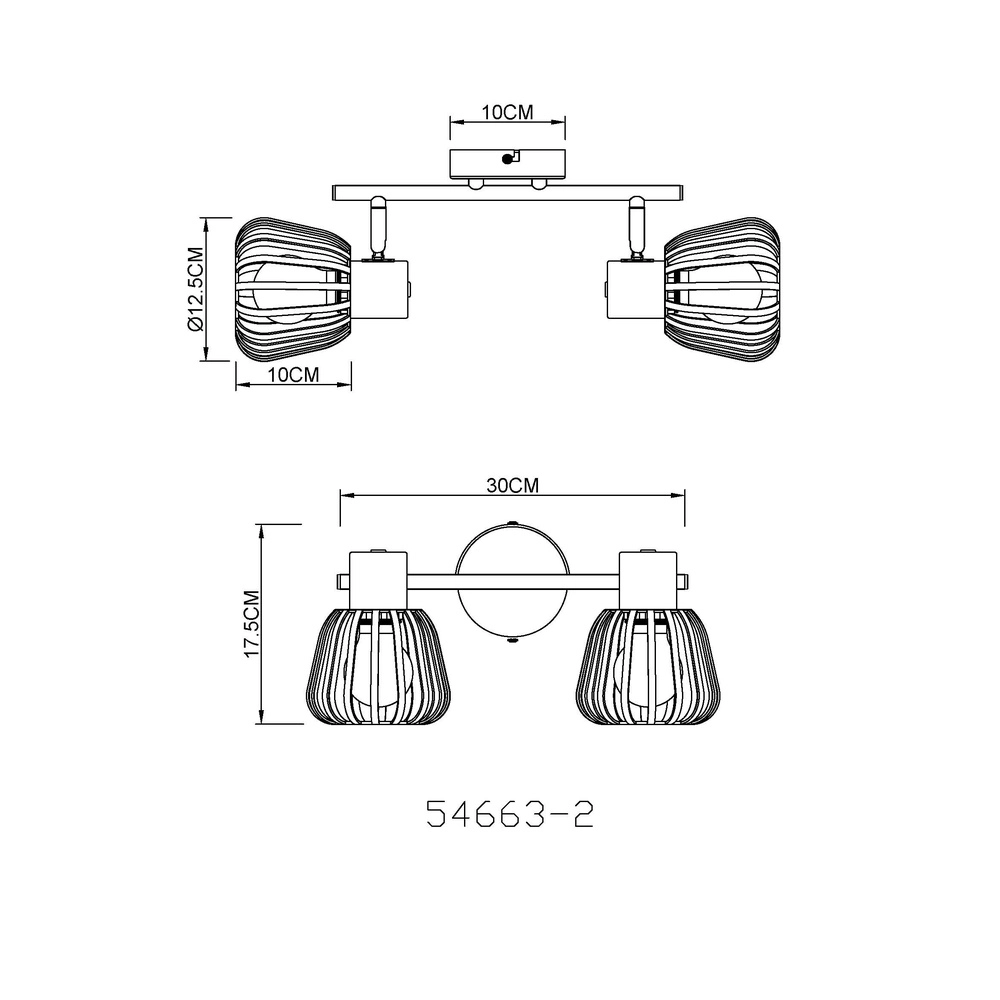 Ceiling lamp Olin 2-light coffee brown Globo 9007371586578