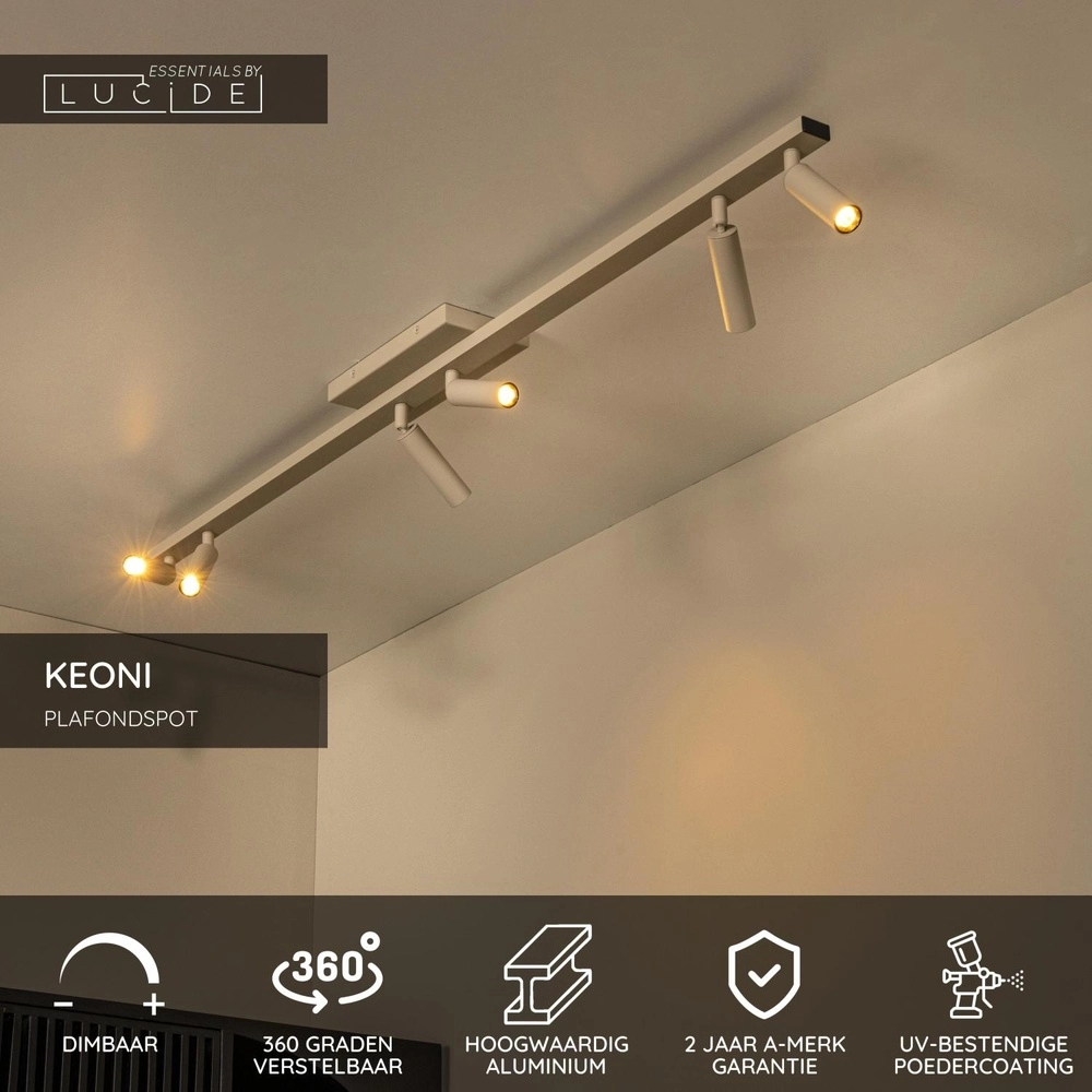 Ceiling spotlight Keoni 6-light taupe Lucide 5411212094230