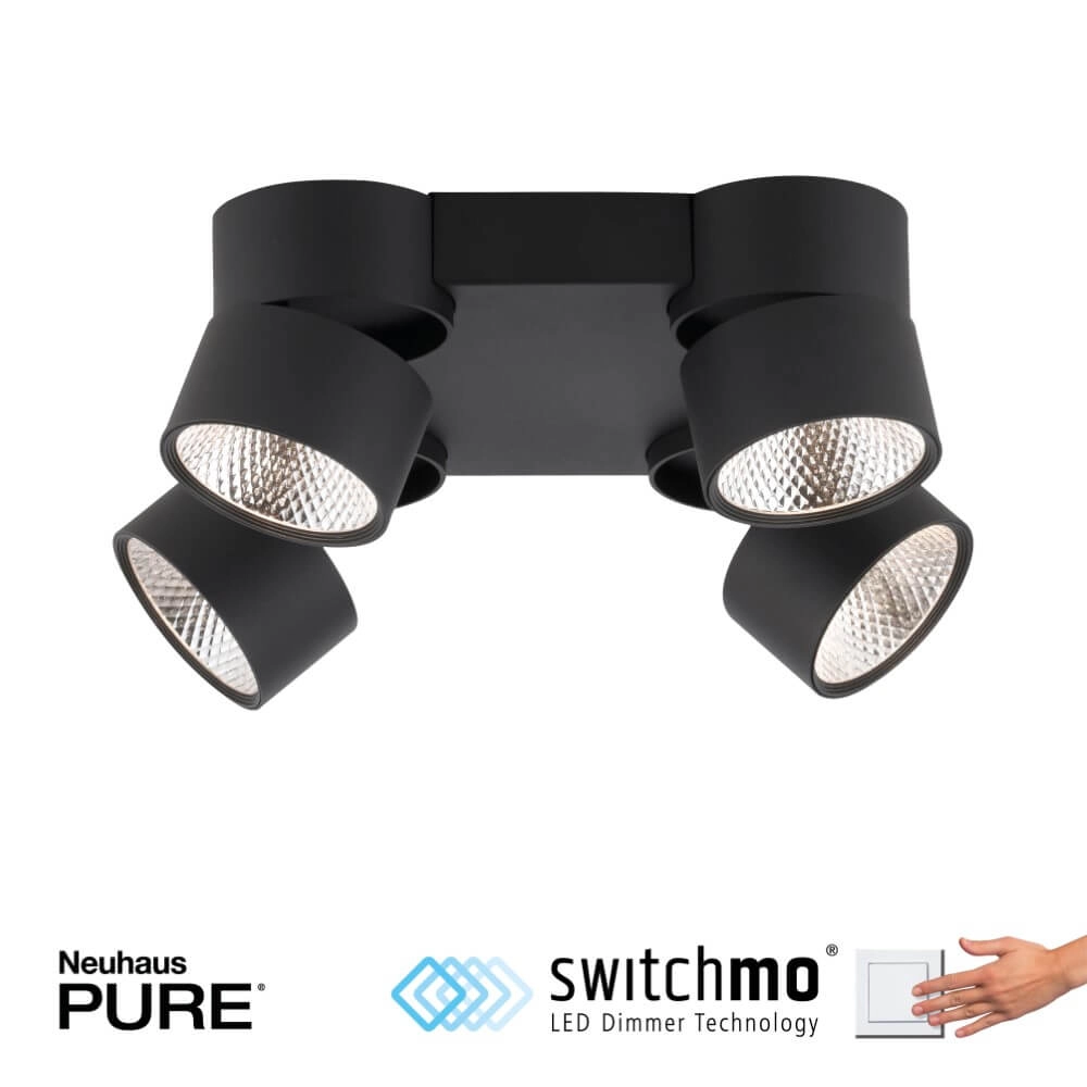 Ceiling lamp Pure Nola 4-light black Paul Neuhaus 4012248372012