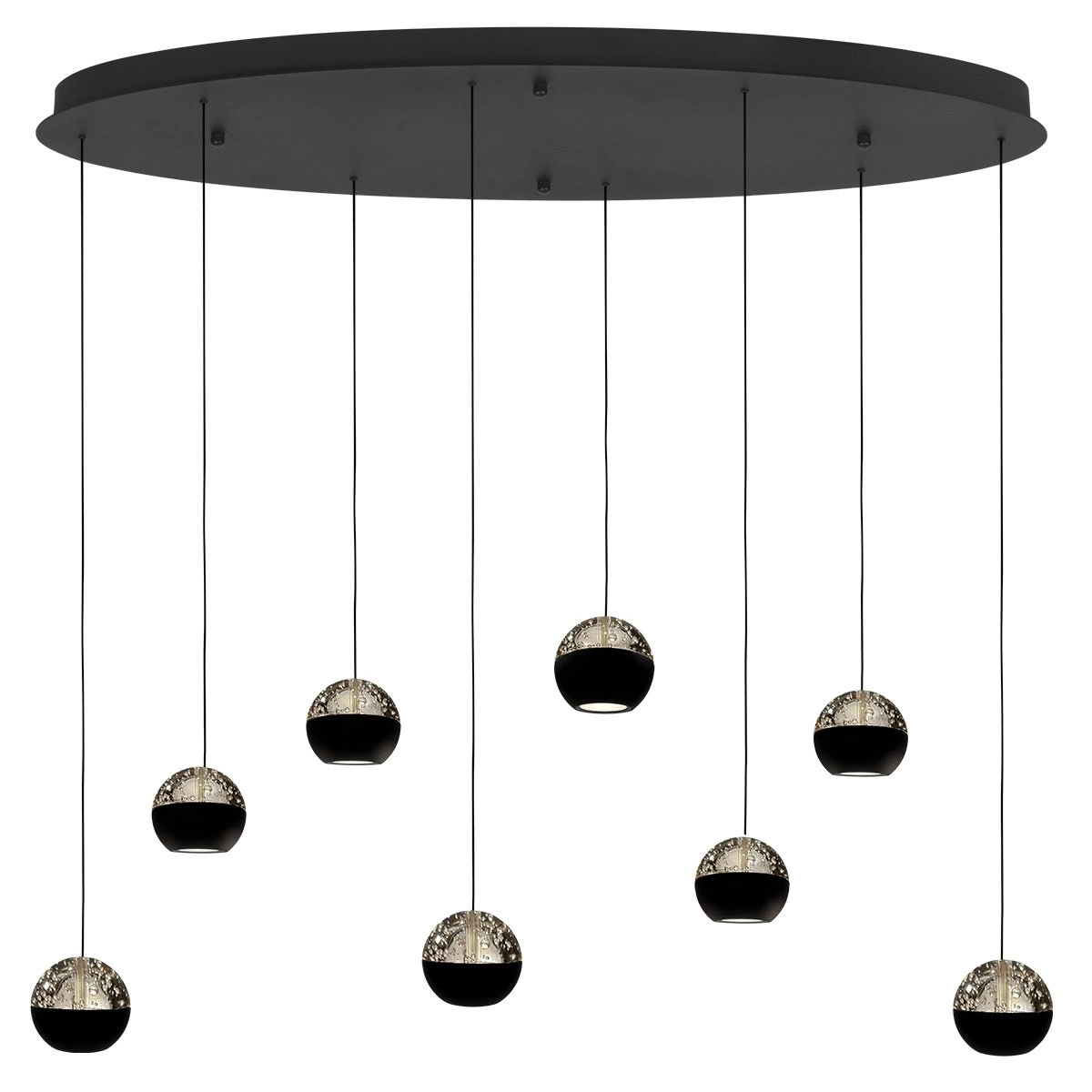 Oval pendant lamp Belluno 8-Light LED - Black